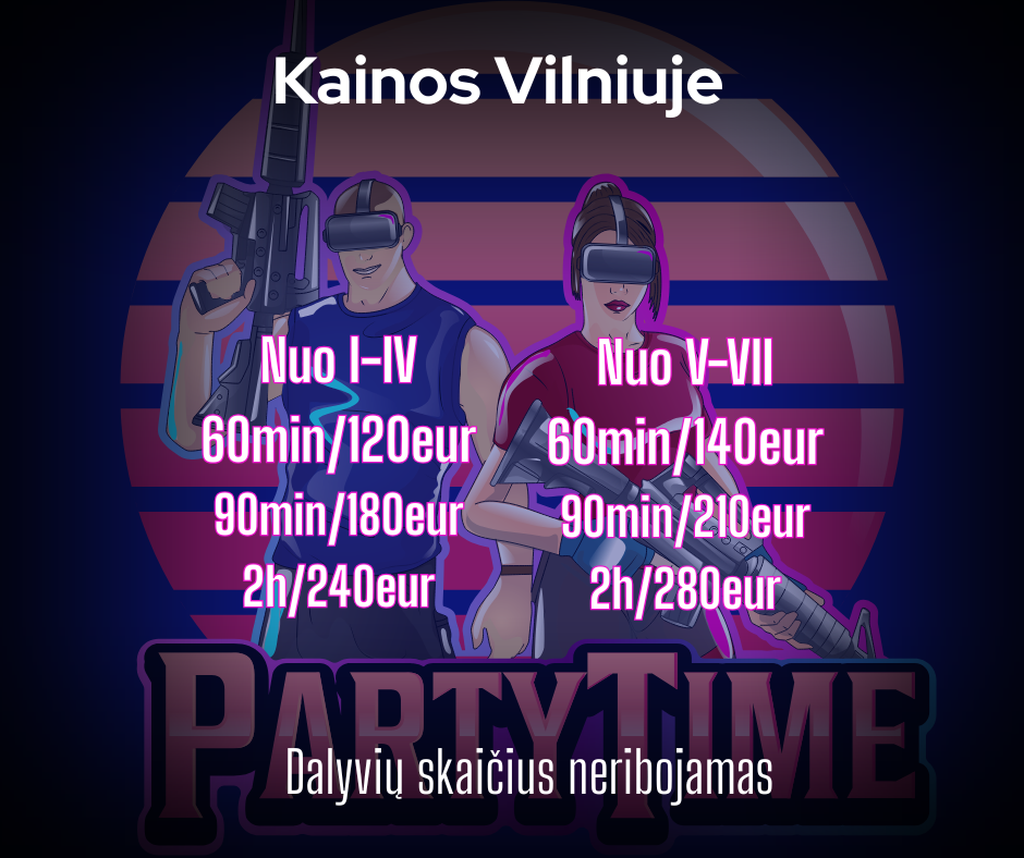 Partytime kainos Vilniuje
