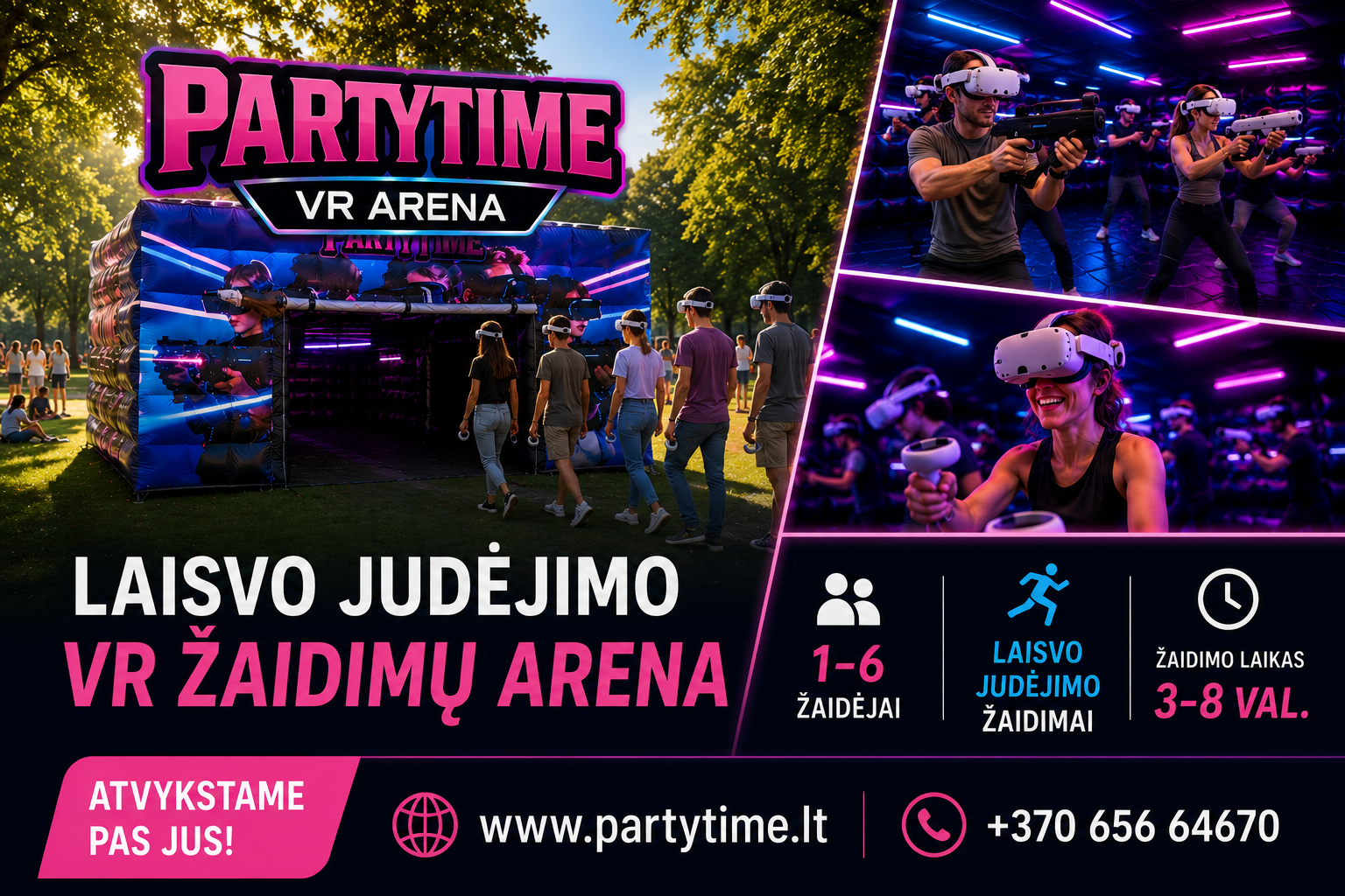 PartyTime mobiliosios VR arenos palapinė renginyje