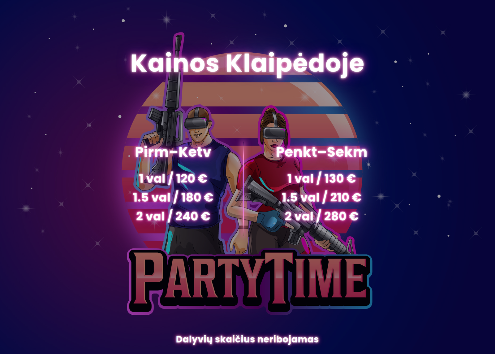 Partytime kainos Klaipėdoje
