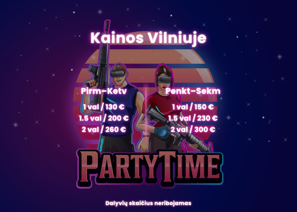 Partytime kainos Vilniuje